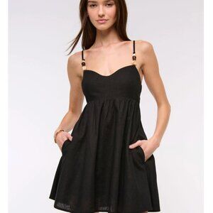 Abercrombie & Fitch  Black Beaded Babydoll Skort Dress sz XL